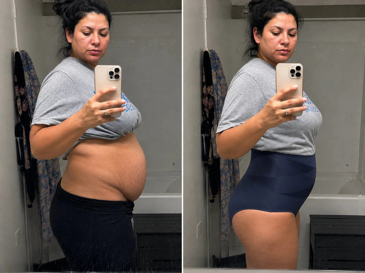 Before and after: belly without the brief and with The Sculpt Brief on